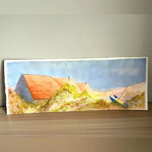Coastal Landscape Original Watercolor Painting Beach Serene Tranquility NWOT